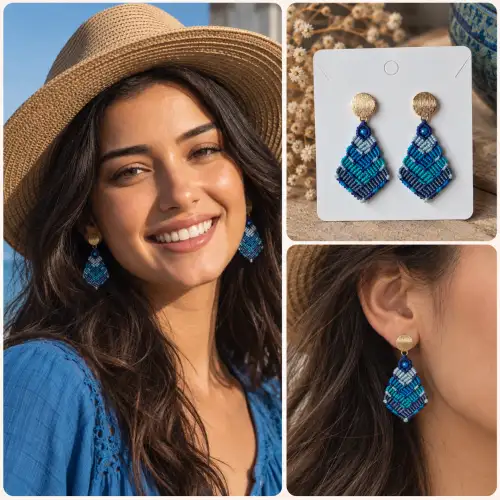 Aretes Pirámide Mar Turquesa