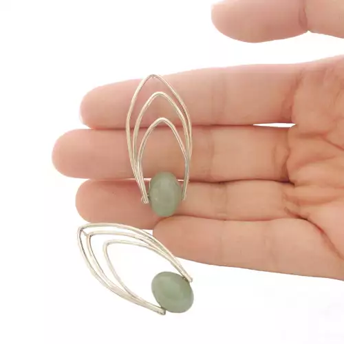 Aretes plata 925 con piedra aventurina natural doña
