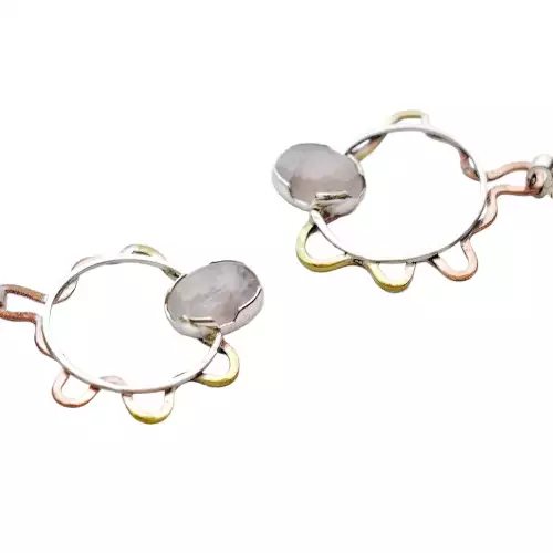 Aretes plata bronce oro 18k con piedras naturales