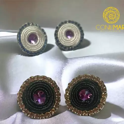 Aretes Sol elaborados a mano técnica soutache