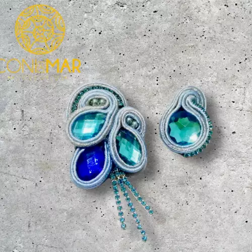 Aretes solitario elaborados a mano técnica soutache