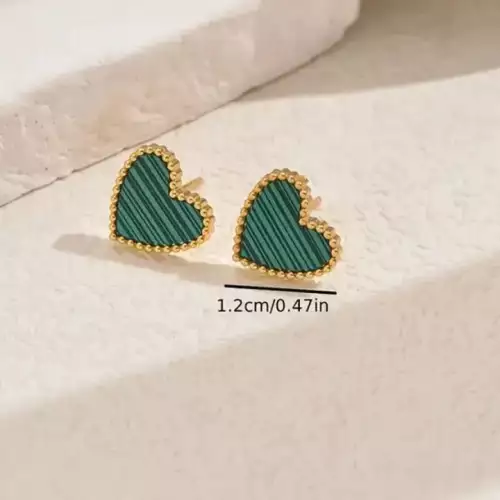 Aretes tipo corazón verde pino