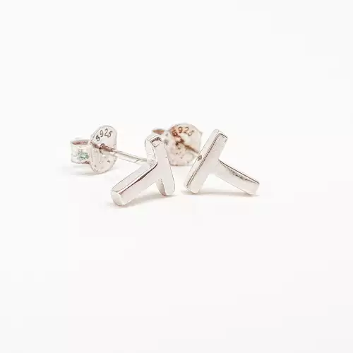 Aretes topos forma T plata esterlina 925