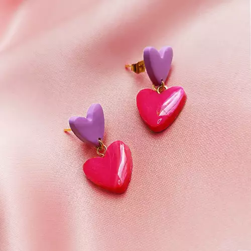 Aretes Valentina lila arcilla polimérica hecho mano