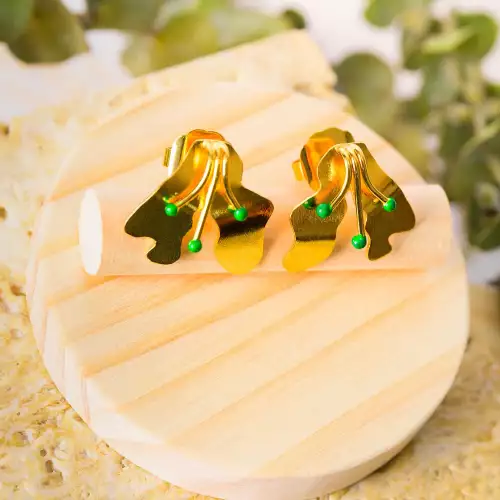 Aretes Vida bronce bañado oro 24K pintados a mano