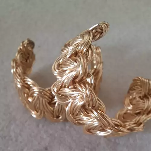 Argolla tejido trenza en bronce baño oro
