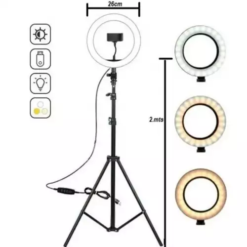 Aro De Luz Led De 26cm + Cinta Luz Led 5 Metros Multicolor