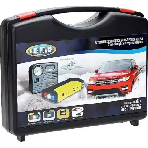 Arrancador batería 12V compresor linterna 9600 mAh