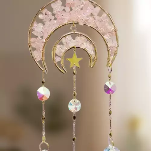 Atrapasol corazón cuarzo rosa 40-45 cm decoración
