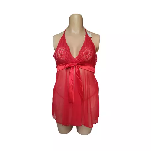 Baby Doll Lenceria Femenina Con tanga L-XL ROJO 011