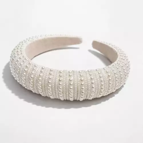 Balaca Diadema Perlas Tejidas Elegante Para Mujer Y Niña - 4cm
