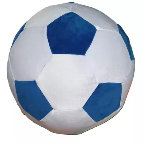 BALON DE FUTBOL DE PELUCHE BLANCO Y AZUL