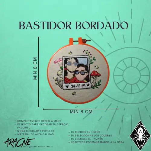Bastidor bordado personalizado artesanal con soporte