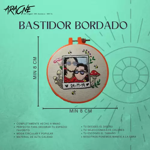 Bastidor bordado personalizado artesanal con soporte