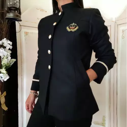 Blazer victoriano negro con bordado militar talla L