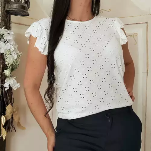 Blusa blanco marfil vintage verano talla M