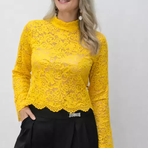 Blusa blonda elástica dama