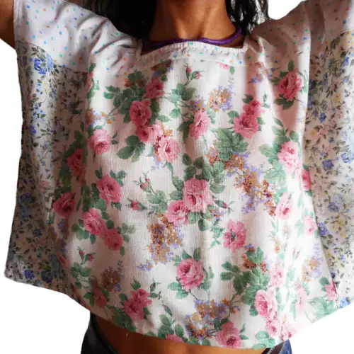 blusa cuadrada algodon poliester, diseño exclusivo, una sola prenda flores