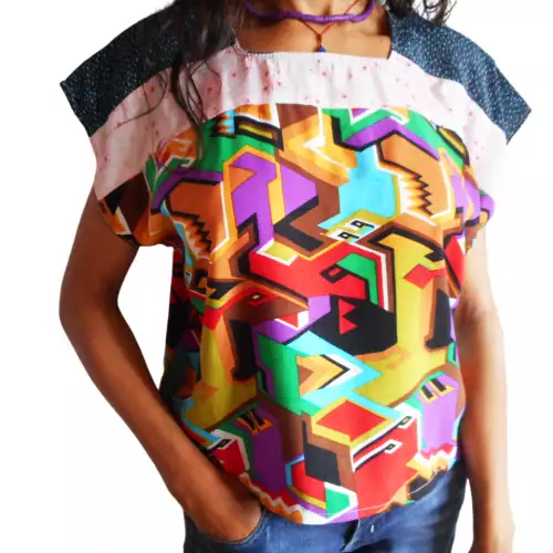 blusa cuadrada algodon poliester, diseño exclusivo, una sola prenda variedad colores