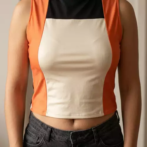 Blusa Licra Sin Manga Ordiri Textil, Diseño Único Patchwork curuba