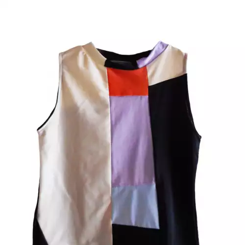 Blusa Licra Sin Manga Ordiri Textil, Diseño Único Patchwork lila