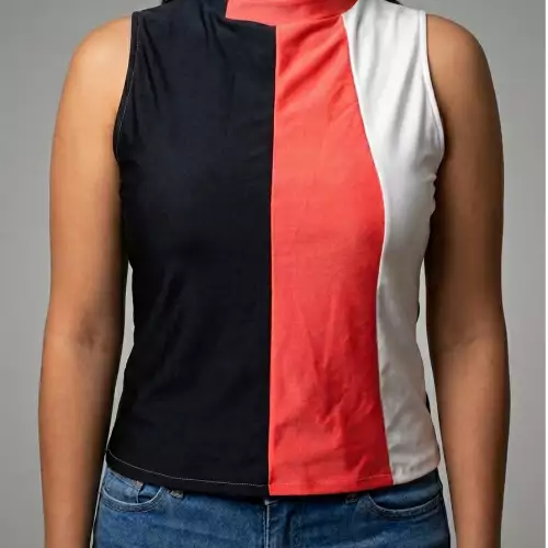 Blusa mujer licrada ORDIRI Textil formal/informal, Tecnica Patchwork EDICIÓN ÚNICA fucblan