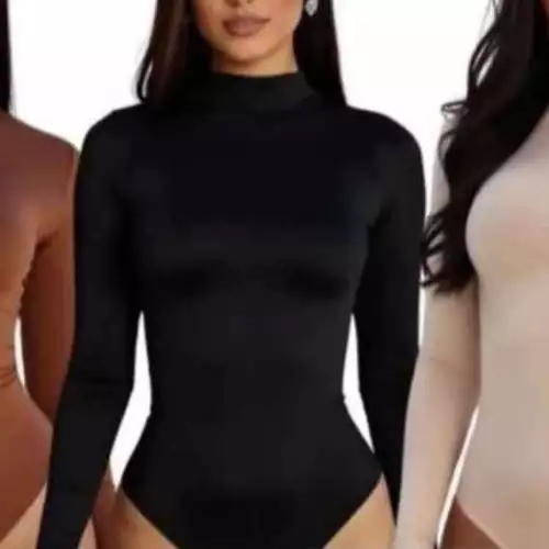 Body cuello alto manga larga polilicra doble tela