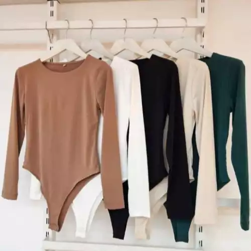 Body cuello redondo manga larga polilicra doble tela