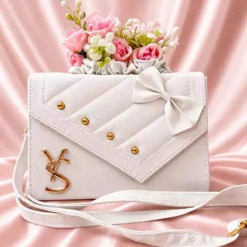 Bolso de hombro para mujer cuero sintético blanco