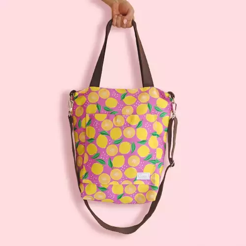 Bolso limones lona estampada 35x42cm para mujer