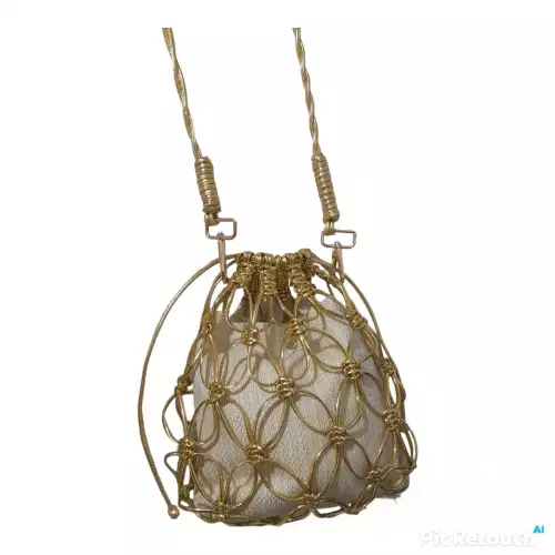 Bolso Macramé Flor Dorada