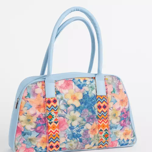 Bolso para mujer estampado floral multicolor con detalles étnicos