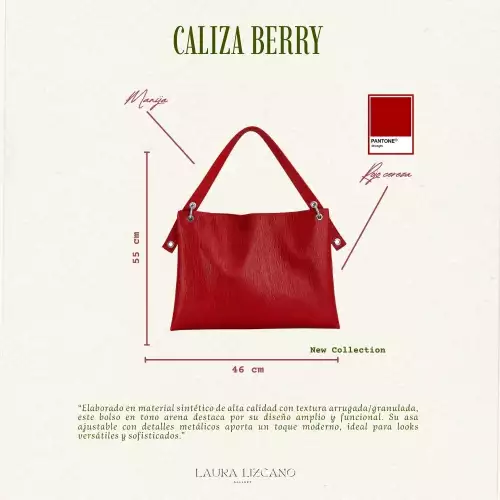Bolso para mujer tipo cuero berry con asa ajustable