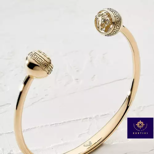 Brazalete Medusa ajustable en oro laminado
