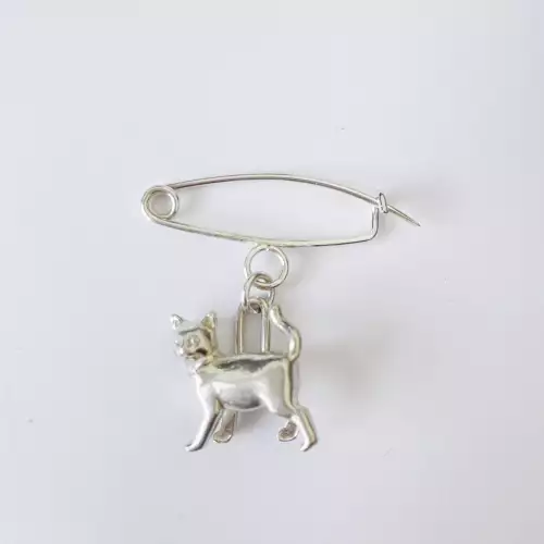 Broche gato retro plata ley 950