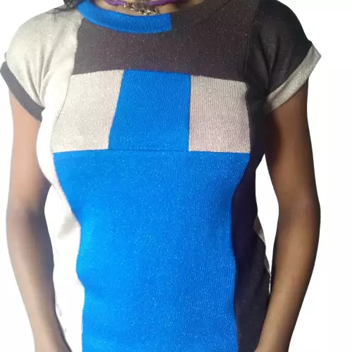 buso manga corta material licrado ORDIRI Textil, diseño unico exlcusivo, azul brillante,beigh,cafe o