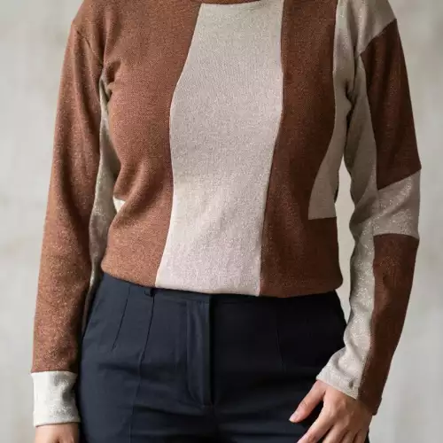 Buso manga larga mujer tejipunto ORDIRI Textil formal/informal Patchwork EDICIÓN ÚNICA cafebe