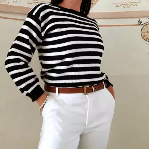 Buzo rayas negro blanco tejido punto talla S/M