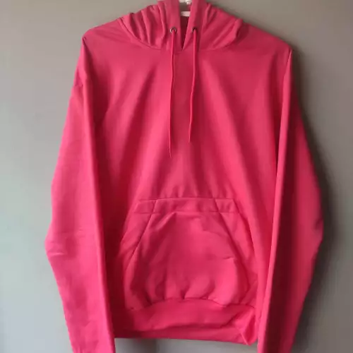 Buzo unisex fucsia algodón licrado bolsillo canguro