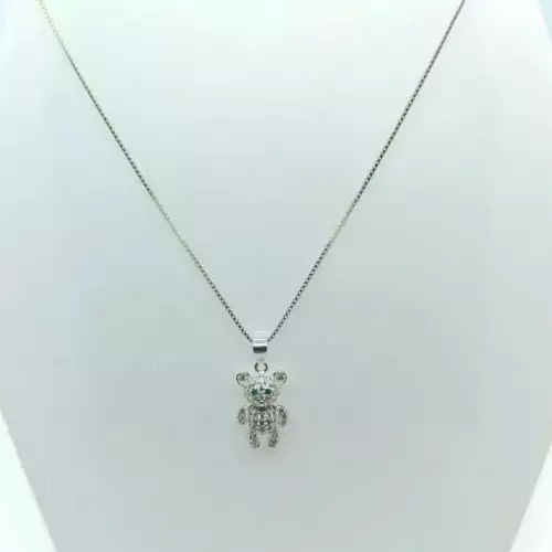 CADENA  DIJE OSO CON ESMERALDA AUTENTICA