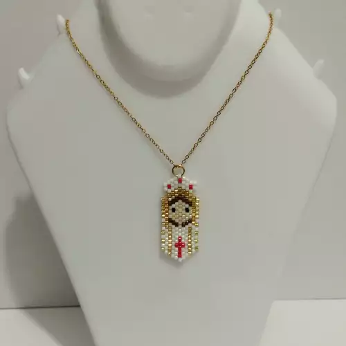 Cadena acero con dije Virgencita Fátima miyuki