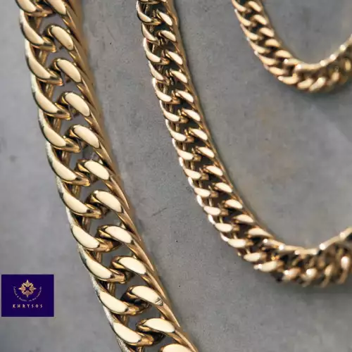 Cadena barbada oro laminado 18k para hombre