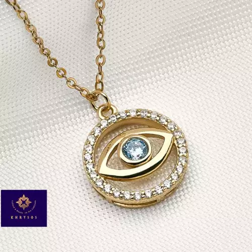Cadena con dije ojo en plata 925 y oro 18K