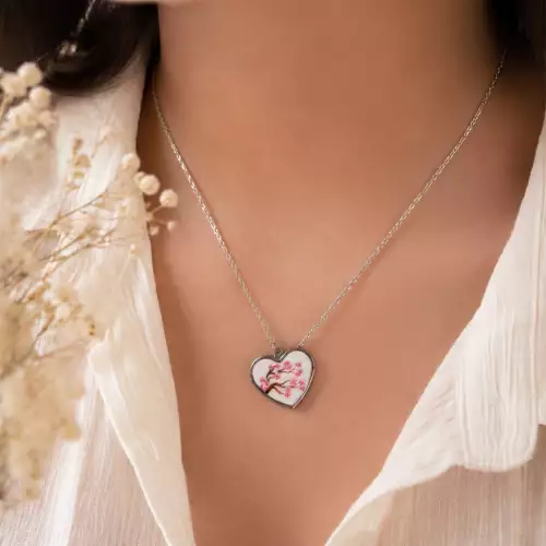 Cadena corazón ocobo rosado acero inoxidable
