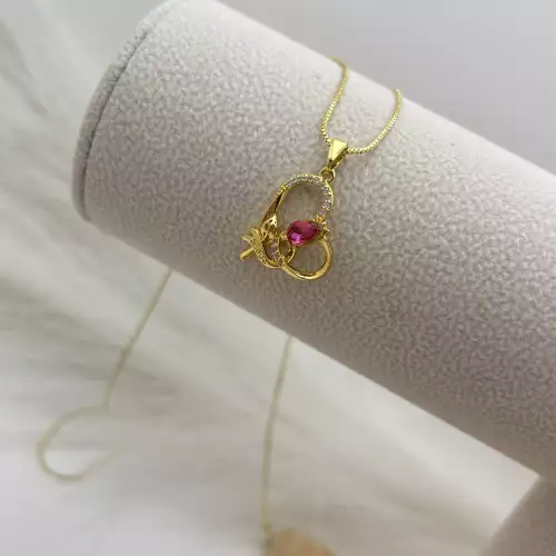 CADENA CORAZON Y TULIPAN