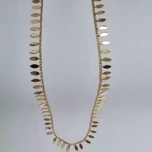 Cadena estilo hojas en rodio elegante chic