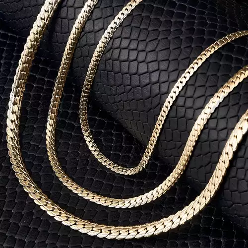 Cadena grabada hombre oro laminado 18k 65cm