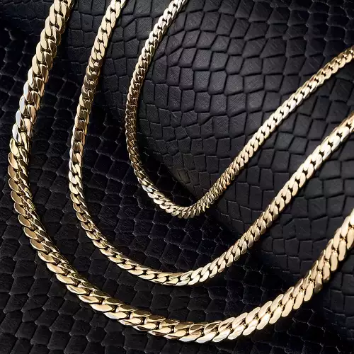 Cadena serpiente hombre oro laminado 18K 65 cm