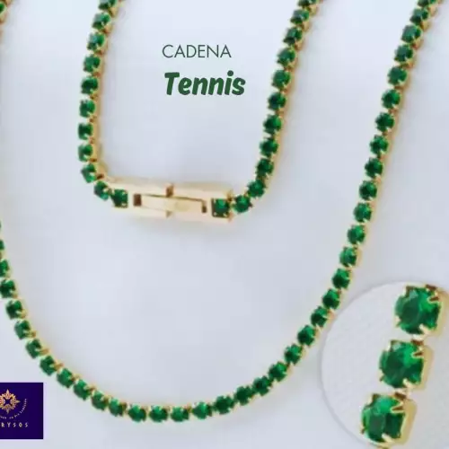 Cadena tennis oro laminado 18k con piedras de colores