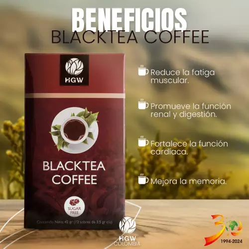 Café con té negro instantáneo sin azúcar funcional